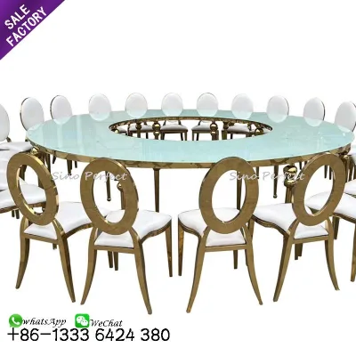 Good Quality Bride and Groom Stainless Steel Mirror Round Luxury Tables for Events Wedding Party