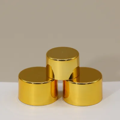 Electroplating Gold 18mm 20mm 24mm 28mm Luxury Smooth Plastic Screw Cap Lid for High End Serum and Lotion