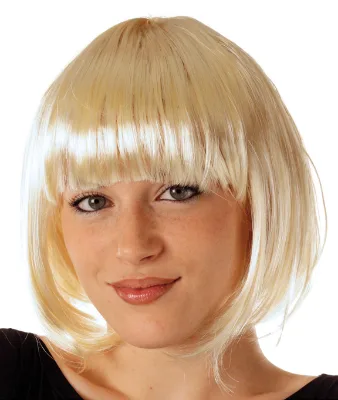 11" Straight Short Light Blonde Bob Wigs with Bangs Synthetic Daily Party Wig for Women Natural As Real Hair (Blonde)