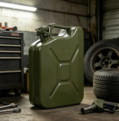 10L Heavy Duty Military Style Jerry Can Portable Anti-Leak Gas Fuel Tank for RV Off-Road Adventure Emergency Fuel Supply