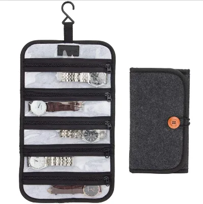 Custom Logo Felt Watch Hanging Storage Organizer Large Capacity Display Storage Roll