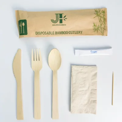 Eco-friendly kitchenware Portable Bamboo Cutlery Set 6 In 1 Disposal Cutlery