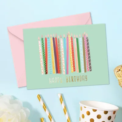High Quality Gold Foil Birthday Greeting Card Handmade Custom Folding Greeting Card