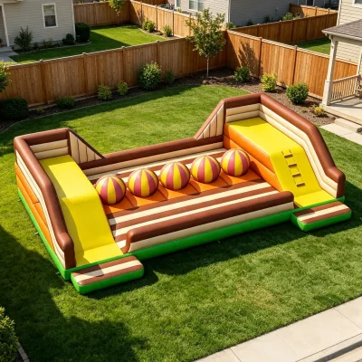 Inflatable PVC Balance Ball Race Obstacle Course Wrecking Ball Challenge Obstacle Run Team Challenge for Backyard