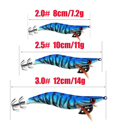 All-in-One Luminous Wood Shrimp & Squid Artificial Hard Bait 2.0 2.5 3.0# Cuttlefish for Saltwater Fish Sea Fishing