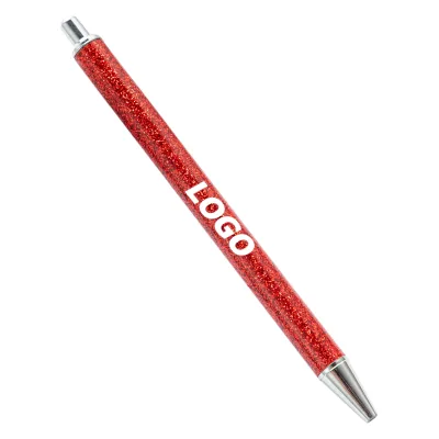 Customizable Glitter Ballpoint Pens with Gold Foil & PU Coating - Bulk Promotional Pens for Events & Gifts