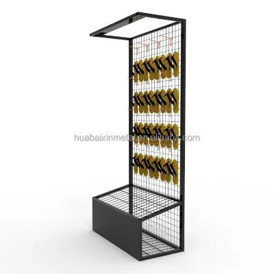 Custom Metal Iron Wire Mesh Frame Grid Display Rack for Shoes Slippers Commodity Shelves for Warehousing & Supermarket Supplies