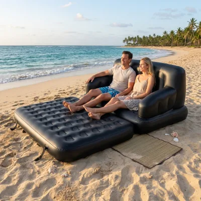 Double PVC Inflatable Five-in-One Outdoor Sofa Foldable Camping Air Couch