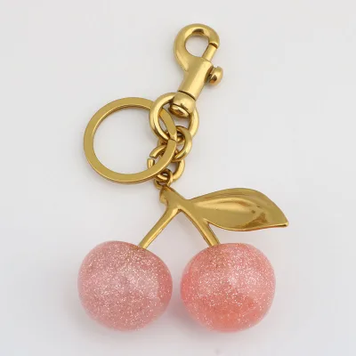 Best Sale Exquisite Zinc Alloy Crystal Cherry Charm Pendant Light Keychain Portable High-grade Birthday for Handbag Shoulder Bag