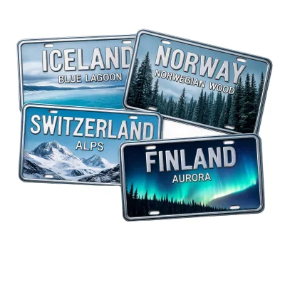 Vintage Nordic Landscape Aluminum License Plate Iceland Norway Alps Nature Scenery Metal Sign Travel Wall Decor Custom Wholesale