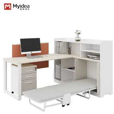 Contemporary Single-Person Office Desk Modern Steel and Wood Combination Furniture Nap Bed Foldable Storable for Office Use
