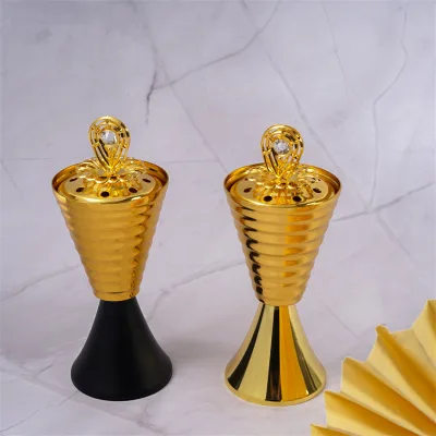 New Metal Incense Burner Bakhoor Burner Antique Metallic Home Decor Hexagon Metal Incense Burner