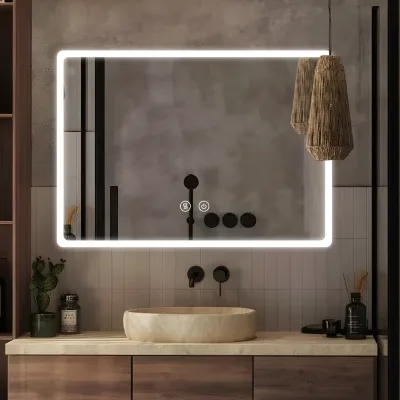Wall Mounted Bath Mirror Makeup Cabinet with Led Light for Hair Salon