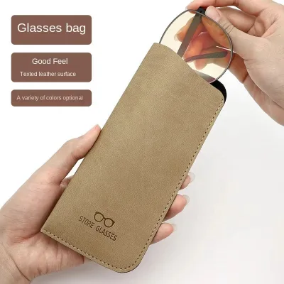 Wholesale Vintage PU Leather Glasses Pouch | Soft Presbyopic/Sunglasses Storage Bag with Beveled Knife Pocket