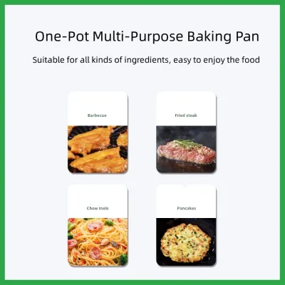 Aluminum Alloy Roasting Pan Non-Slip Ring Non-Stick Coating Eco-Friendly Gas Cooker Compatible for Outdoor Camping Picnic