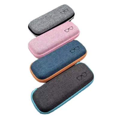 Fashion Linen EVA Zipper Glasses Case Portable Leather Case for Simple Sunglasses Reading Glasses Myopia Glasses