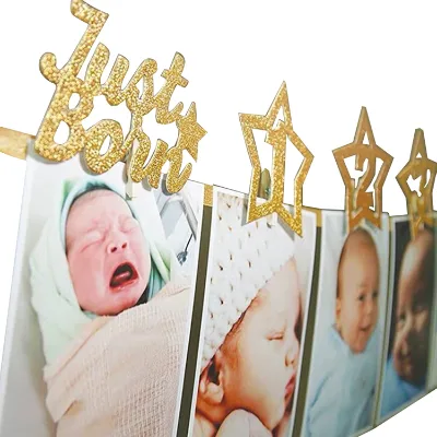 12 Months Photo Frame Banner First Happy Birthday Party Decorations Kids 1st Baby Boy Girl 1 One Year Birthday Supplies