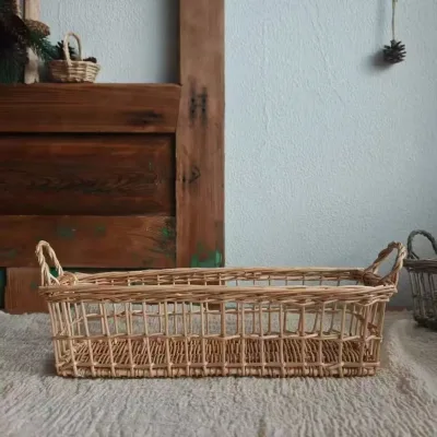 Wicker Storage Baskets, Kitchen Tabletop Wicker Hanging Baskets, Hand-woven Vegetable Baskets, Flower Baskets,