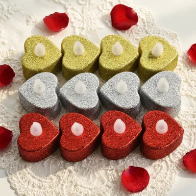 Heart Shape Mini LED Tea Lights Flameless Candles for Wedding Valentine's Day Decoration