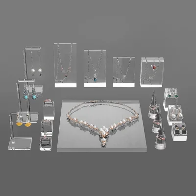 Acrylic Rectangle Freestanding for Display Stand for Transparent Necklace Earrings Pendant Chain Jewelry Rack Easy Assembly