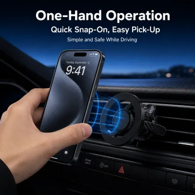 Premium Glossy Hollow Magnetic Suction Cup Phone Mount Aluminum Alloy Durable Portable Latch Dual Rotary Lock Universal Cell