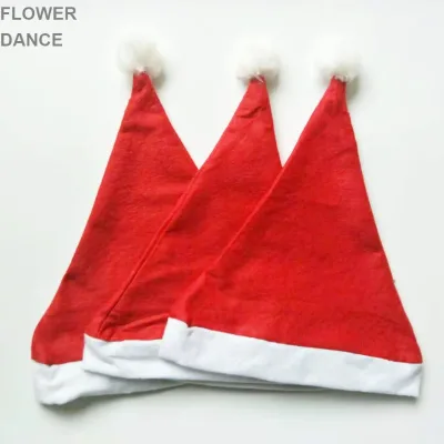 Cheap Christmas Party Decoration Novelty Red Adult Child Holiday Non-woven Fabric Top Hat 28x36cm Customized Color