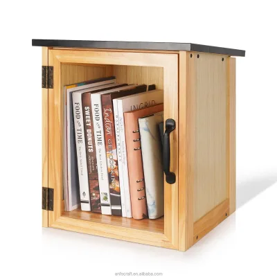 Outdoor Library Book Box Free Literature Exchange Kit for Outside Little Wood Cabinet for Sharing Books, Art With Your Community
