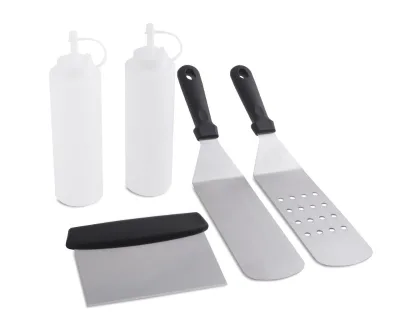 5PCS Flat Top Grill Tool Set-Portable Outdoor Griddle Accessories Spatula  Bottles Cutter
