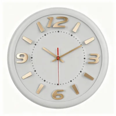 Noise Free Smooth Sweep Movement Round Plastic Branded 3D Raised Digits Wall Clocks for Modern Apartment School Decorating