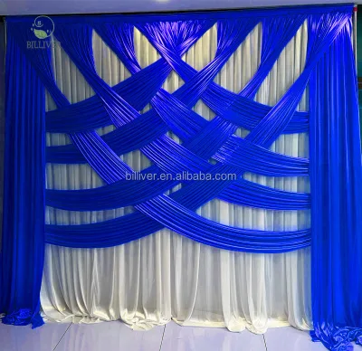 Blue 10x10FT Double Layer Wedding Arch Backdrop Curtain Panel New Arrival Decoration for Party Stage and Stage