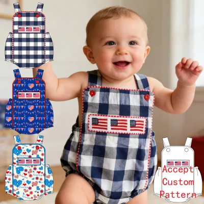 Yihui Luxury Hand Smocked Wholesale Sleeveless Bow Baby Clothes Toddler OEM Customized Jumpsuit Infant Baby Clothing Set Custom