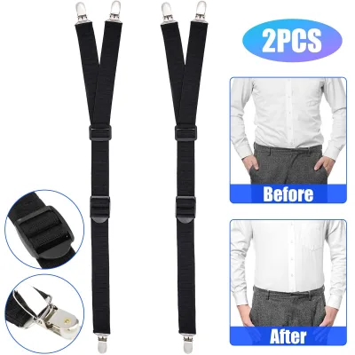 2 Pcs Adjustable Shirt Holder Belt for Men Unisex Shirt Stay Elastic Belt Tucker Y-Style High Elastic Shirt Garter