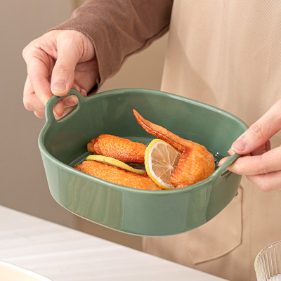 New Arrival Durable Porcelain Colored Ceramic Plate Square Baking Dishes