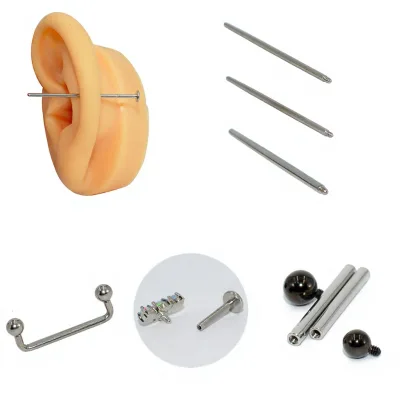 Puncture-guided Insertion Needle; 316L Stainless Steel Internal-thread Ear Stud Navel Piercing Lip Ring Eyebrow Stud
