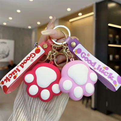 Cartoon Cat Paw PVC Rubber Looking and Durable Cheap High Quality PVC Rubber Custom 3d Key Chains