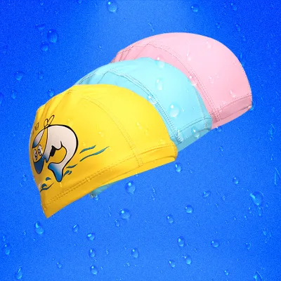 Nylon Swim Cap Cute Cartoon Printed Design Comfortable Non-Constricting Waterproof Fabric Available Multiple Colors