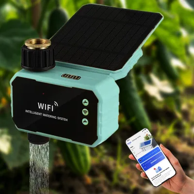 Wireless WiFi Solar-Powered Drip Irrigation Series Water Valve Timer Smart Remote-Controlled Electric Copper Valve Gardening