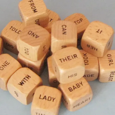 2 Inches Hardwood Wooden Word Dice Word Cubes Word Block 16mm Vintage