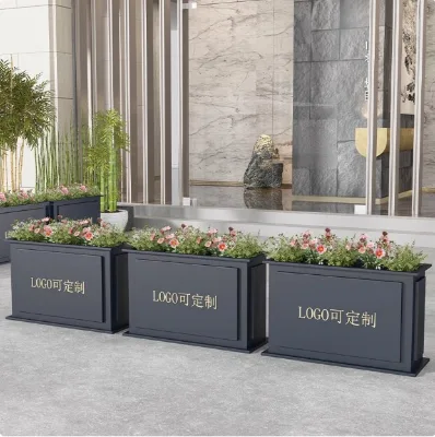Outdoor Stainless Steel Wrought Iron Planter Box Custom Fence Divider Rectangular Metal Combination Outdoor Guardrail Planter