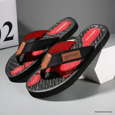 Men's Summer Trendy Flip-Flops Non-Slip Soft Rubber Sole Casual Beach Shoes Inspired by Internet Celebrity Outdoor Sport Slipper