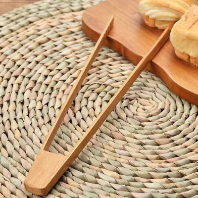 29.6cm Durable Bamboo Food Tongs Natural Wood Toast Clip Eco-friendly Kitchen Tongs for Home Kitchen Bread Salad BBQ Cooking
