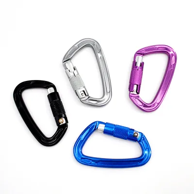 D-Shaped Aluminum Alloy Carabiner for Outdoor Rock Climbing & Backpacking Aviation Fall Protection Equipment Automatic Main Lock