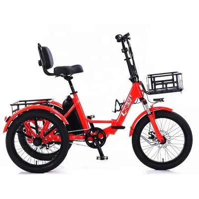 20 Inch Aluminum Alloy Folding Tricycle Three Wheel E-Trike for Adults Cargo Trike Fat Tire Electric Tricycle