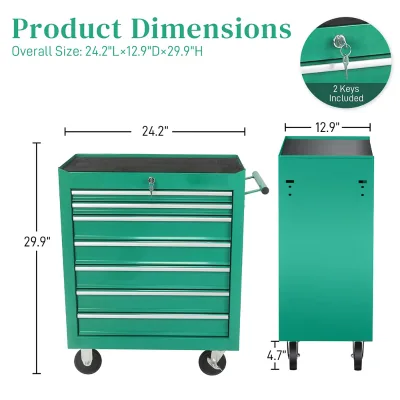 China Factory Removable Rolling Tool Box High Capacity Tool Storage Large 7-Drawer Tool Chest Cabinet Trolley with Wheels