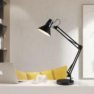 America Style Foldable Metal Swing Arm Table Lamp With Clip Eye-caring Reading Desk Lamp for Home Office