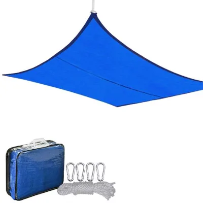 Rectangular Blue UV Protection Shade Sail Heavy Duty Outdoor Sun Block Awning