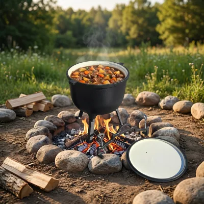 Free Logo Printing Customization Outdoor Cast Iron Pot With Vegetable Oil Coating or Enamel Coating