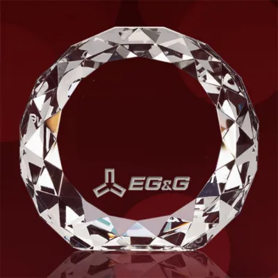 Round Gem Cut Crystal Paperweight for Birthday Gift Crystal Award and Glass Trophy