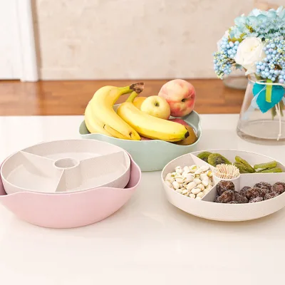 Wheat Straw Double Dish for Pistachios, Peanuts, Nuts, Fruits, Candies, Snacks Plastic Serving Dishes and Bowls
