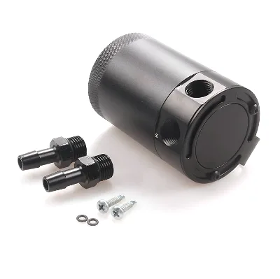 Universal Car Waste Breather Tank Oil Storage Tank Baffle 2 Port Black Oil Catch Can
